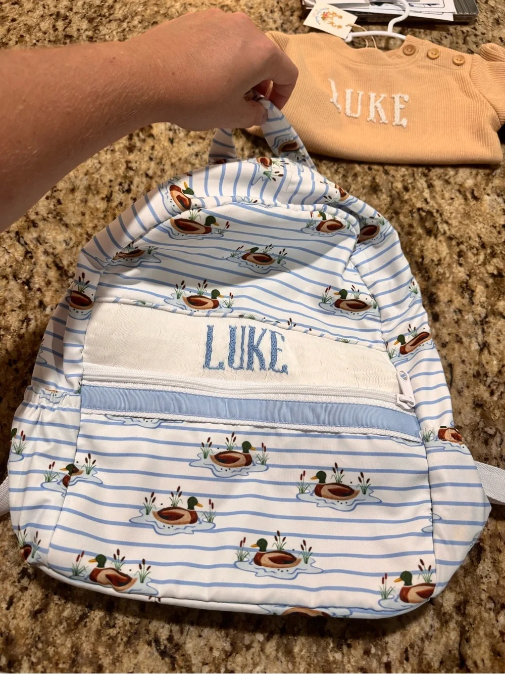 Luke Smocked Bookbag. EUC